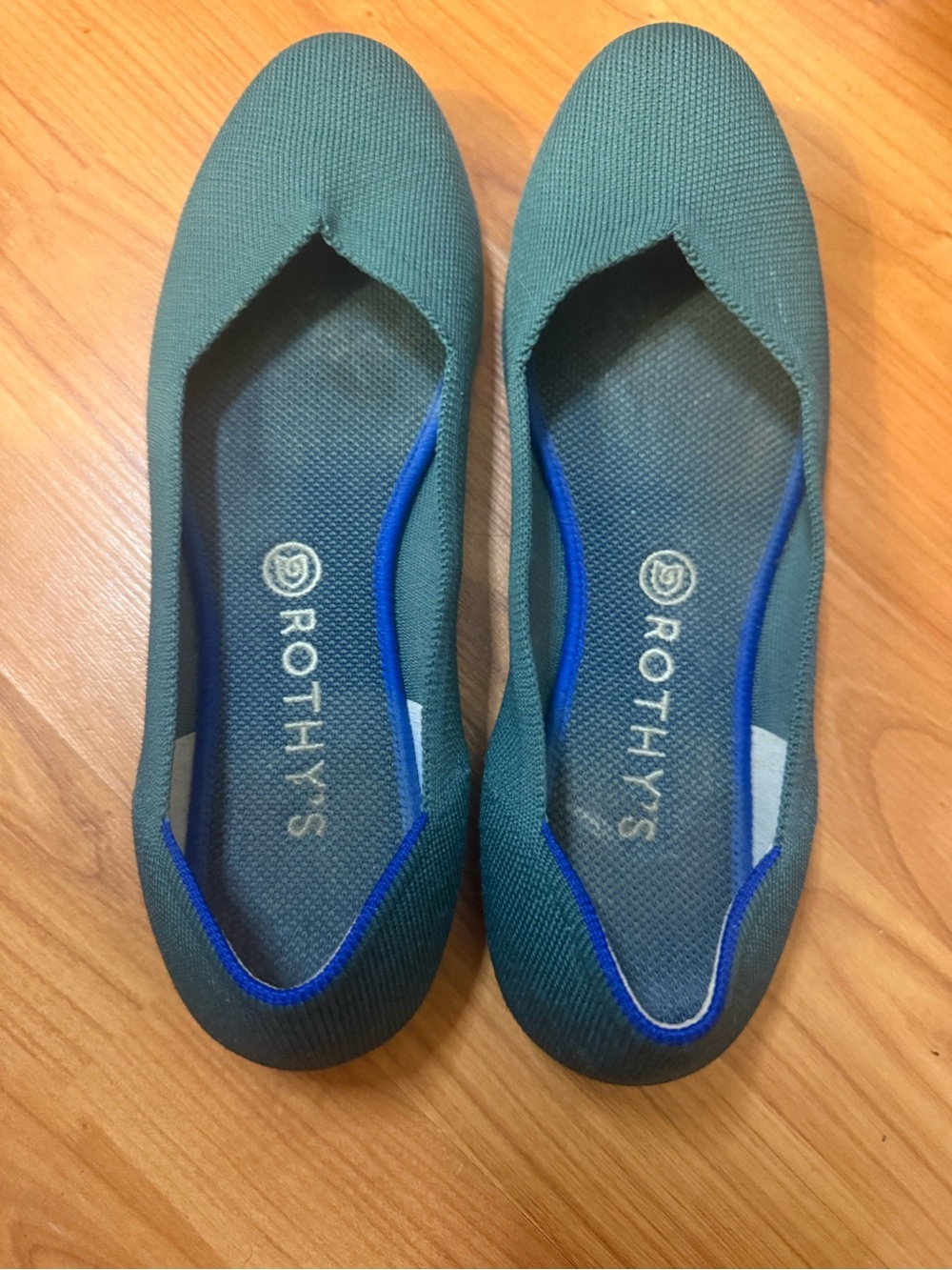 Rothy's Women's Pointed Toe Knit Slip-On Flats Comfort Green/Blue US 10.5